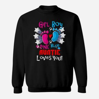 Girl Boy Pink Blue Auntie Loves You Gender Reveal Party Sweatshirt - Monsterry UK