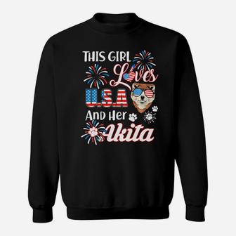 Girl Loves Usa And Akita Dog 4Th Of July Gifts Sweatshirt - Monsterry AU