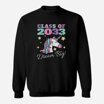 Girls Class Of 2033 Grow With Me Magical Unicorn Sweatshirt | Crazezy CA
