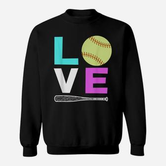 Girls Love Softball Best Fun Birthday Players Lovers Sweatshirt | Crazezy
