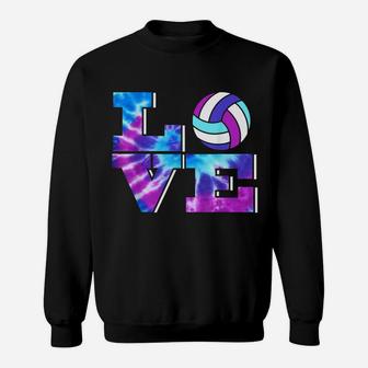Girls Love Volleyball Tie Dye Teenage Women Birthday Gift Sweatshirt | Crazezy