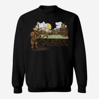 Glacier National Park Vintage Bear & Fiddle Funny Montana Sweatshirt | Crazezy
