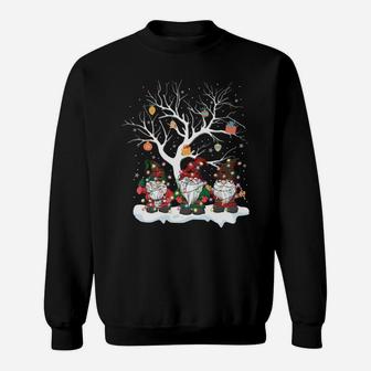 Gnome Buffalo Plaid Christmas Tree Light Pajama Gift Sweatshirt Sweatshirt | Crazezy AU