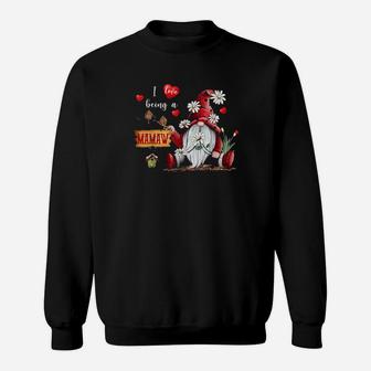 Gnome Daisy I Love Being A Mamaw Gnome Valentines Day Sweatshirt - Monsterry