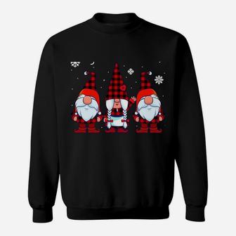 Gnome For The Holidays Buffalo Plaid 3 Gnomes Christmas Xmas Sweatshirt | Crazezy CA
