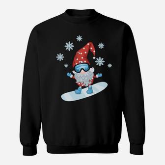 Gnome On Snowboard Ugly Xmas Costume Sweatshirt - Monsterry