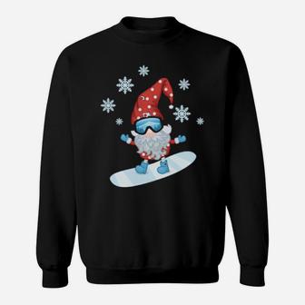 Gnome On Snowboard Ugly Xmas Sweatshirt - Monsterry UK