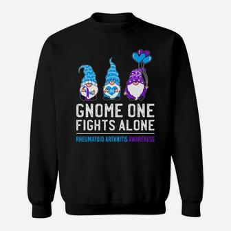Gnome One Fights Alone Rheumatoid Arthritis Awareness Ribbon Sweatshirt | Crazezy CA