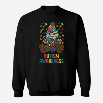 Gnome Puzzle Ribbon Autism Awareness Men Women Teacher Kids Sweatshirt | Crazezy AU