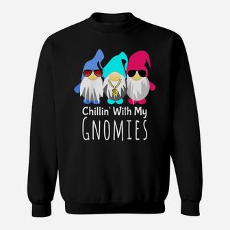 Gnome Shirt Chillin With My Gnomies Mythical Gnome Gift Raglan Baseball Tee Sweatshirt | Crazezy