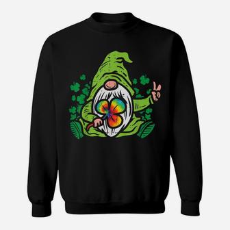 Gnome Tie Dye Shamrock Clover St Patricks Day Hippie Gift Sweatshirt | Crazezy CA