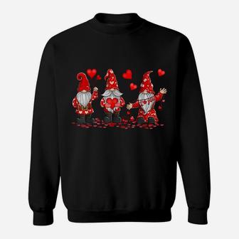 Gnome Valentines Day Three Gromies Love Hearts Mens Womens Sweatshirt | Crazezy
