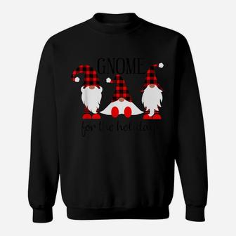 Gnomes For The Holidays Buffalo Plaid Gnome Christmas Xmas Sweatshirt | Crazezy