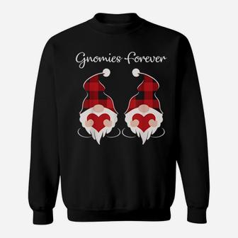 Gnomies Forever Valentine Gnome Red Plaid Couples Matching Sweatshirt - Monsterry