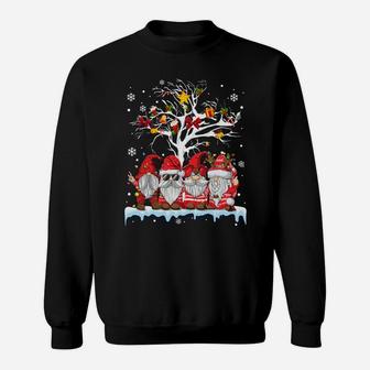 Gnomies In Red Gnome Christmas Ugly Tree Lights Snow Winter Sweatshirt Sweatshirt | Crazezy