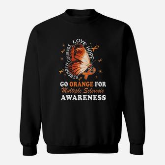 Go Orange Multiple Sclerosis Awareness Butterfly Sweatshirt | Crazezy