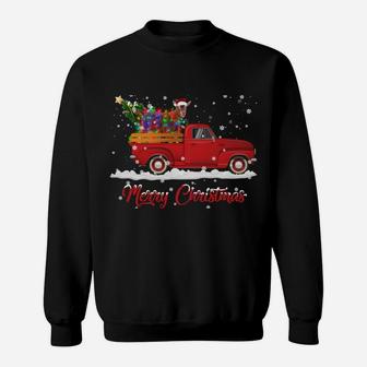 Goat Animal Riding Red Truck Christmas Sweatshirt | Crazezy