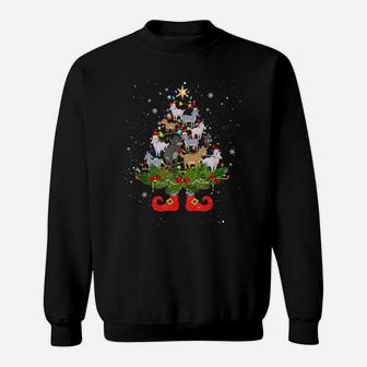 Goats Christmas Tree Lights Funny Santa Hat Lover Sweatshirt | Crazezy AU