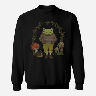 Goblincore Aesthetic Frog Mushroom Cottagecore Dark Academia Sweatshirt | Crazezy CA