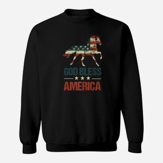 God Bless America Horse American Flag 4th Of July Sweatshirt - Thegiftio UK