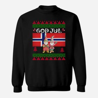 God Jul Ugly Norway Flag Christmas Scandinavian Gnome Sweatshirt Sweatshirt | Crazezy UK