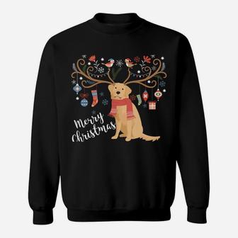 Golden Retriever Christmas Reindeer Dog Sweatshirt | Crazezy