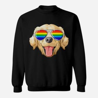 Golden Retriever Gay Pride Flag Lgbt Rainbow Sunglasses Sweatshirt - Monsterry DE