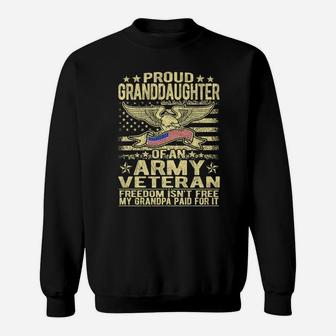 Granddaughter Of An Army Veteran Us Flag Military Family Sweatshirt | Crazezy CA