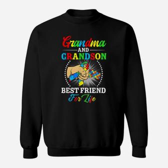 Grandma And Grandson Best Friend For Life Autism Awareness Sweatshirt | Crazezy DE