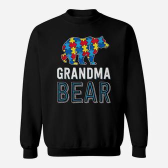 Grandma Bear World Autism Awareness Day Family Puzzle Piece Sweatshirt | Crazezy DE