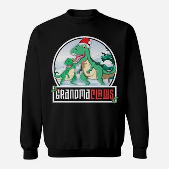 Grandma Claws T-Rex Dinosaur Matching Family Christmas Sweatshirt | Crazezy