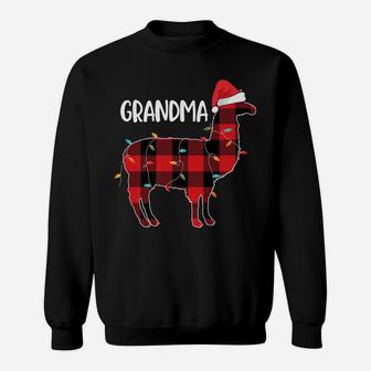 Grandma Llama Christmas Red Plaid Matching Family Pajama Sweatshirt | Crazezy CA