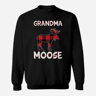 Grandma Moose Shirt Women Christmas Pajamas For Family Plaid Sweatshirt Sweatshirt | Crazezy