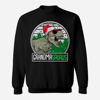 Grandmasaurus Grandma Dinosaur T-Rex Family Christmas Sweatshirt Sweatshirt | Crazezy