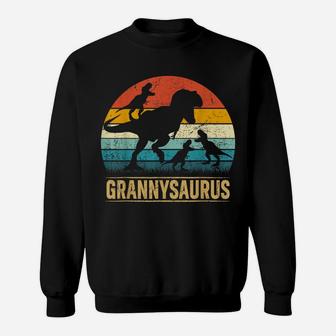 Granny Dinosaur T Rex Grannysaurus 3 Kids Funny Mother's Day Sweatshirt | Crazezy