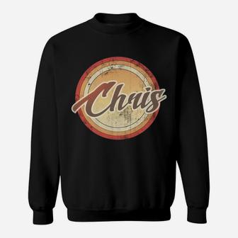 Graphic 365 Name Chris Vintage Funny Personalized Gift Sweatshirt | Crazezy