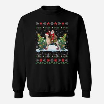 Great Dane Ugly Xmas Gift Santa Riding Great Dane Christmas Sweatshirt Sweatshirt | Crazezy