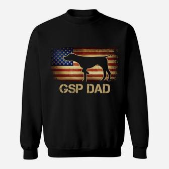 Gsp Dad Vintage American Flag Patriotic Dog Lover Sweatshirt Sweatshirt | Crazezy UK