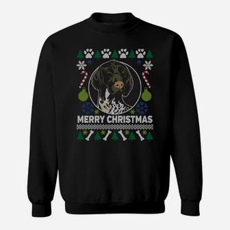 Gsp German Shorthaired Pointer Merry Christmas Ugly Xmas Dog Sweatshirt | Crazezy