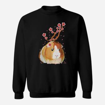 Guinea Pig Shirt Japanese Cherry Blossom Flower Vintage Gift Sweatshirt | Crazezy DE