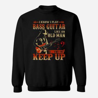 Guitarist I Play Guitar Like An Old Man Try To Keep Up Retro Vintage Sweatshirt - Monsterry