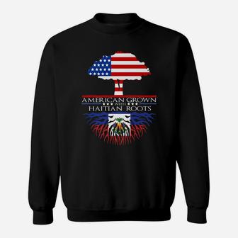 Haitian Roots American Grown Tree Flag Usa Haiti Gift Sweatshirt | Crazezy