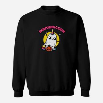 Halloween-Einhorn-Geist Schwarzes Sweatshirt, Boooh! Unicorn Motiv - Seseable