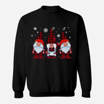 Hanging With My Gnomies Christmas Buffalo Plaid Garden Gnome Sweatshirt Sweatshirt | Crazezy DE