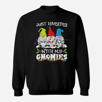 Hanging With My Gnomies Christmas Light Santa Gnome Xmas Sweatshirt | Crazezy DE
