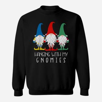 Hanging With My Gnomies Nordic Santa Gnome Funny Christmas Raglan Baseball Tee Sweatshirt | Crazezy