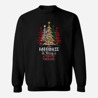 Happiness Is Being A Gigi Christmas Tree Leopard Plaid 2019 Sweatshirt | Crazezy CA
