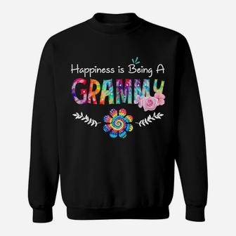 Happiness Is Being Grammy Flower Tie Dye Mother's Day Sweatshirt | Crazezy AU
