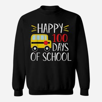 Happy 100 Days Of School Cute School Bus Boys Girls Gift Sweatshirt | Crazezy
