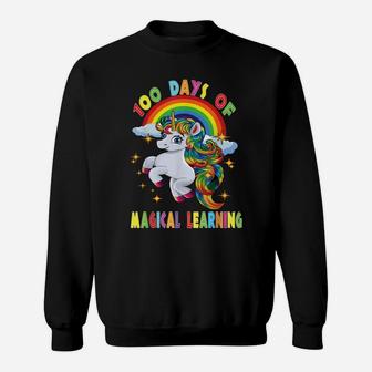 Happy 100 Days Of School Magical Learning Unicorn Teacher Sweatshirt | Crazezy